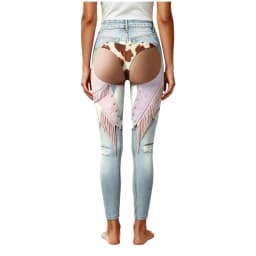 3D Print Cowboy Funny Women Leggings Fake Two-Piece Faux Denim-Like Long Pants Vintage High Waist Gym Workout Yoga Leggings