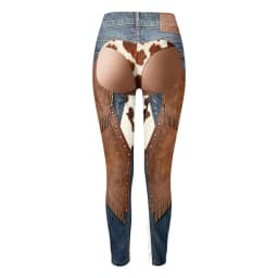3D Print Cowboy Funny Women Leggings Fake Two-Piece Faux Denim-Like Long Pants Vintage High Waist Gym Workout Yoga Leggings