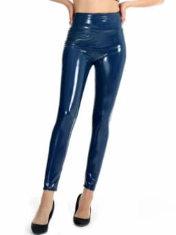 Women Sexy Black Wet Look PU Leather Leggings Slim Shiny High Waist Holographic Pants Ladies Skinny Leggings