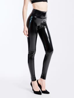 Women Sexy Black Wet Look PU Leather Leggings Slim Shiny High Waist Holographic Pants Ladies Skinny Leggings