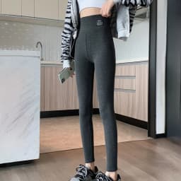 2025 Gray Ribbed Leggings for Woman High Waist Stretch Tight Winter Leggings Solid Color Comfortable Warm Slim Fit Leggings Lady
