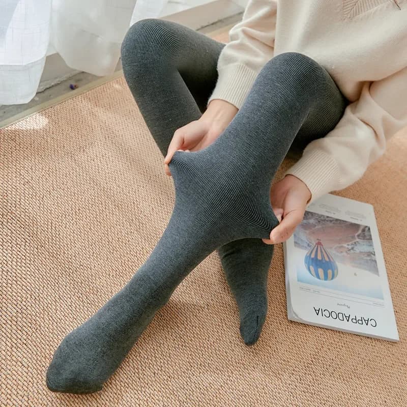 Women's Fall Winter Ribbed Vertical Stripe Thermal Leggings Fleece Thickened Street Ready Seamless High Waist Thermal Pants