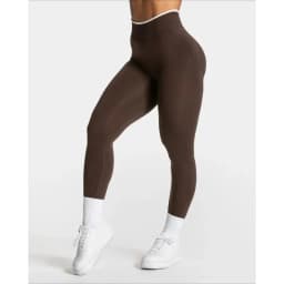 Women's Seamless Sports Leggings White Edge Waist Tight High Waist Hip Lifting Yoga Pants Gym Running Exercise Solid Color Pants