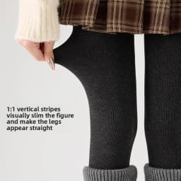 Women's Thermal Leggings Autumn Winter Fleece Lined Thick Warm Vertical Striped Slim Fit Black Tights Daily Wear Outerwear