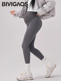 BIVIGAOS Autumn New Maternity Leggings Women Outerwear High Waist Abdominal Support Leggings Slim Fit Slimming Pregnant Clothing
