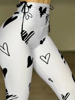 Leggings Women Long Pants Bodycon Slim Fit Print Pant High Waist Drawstring Jogger Yoga Trousers Elegant Splice Y2k Streetwear