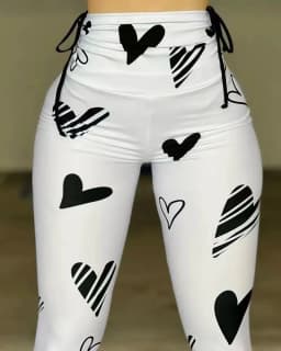 Leggings Women Long Pants Bodycon Slim Fit Print Pant High Waist Drawstring Jogger Yoga Trousers Elegant Splice Y2k Streetwear