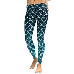VIP FASHION Colorful Mermaid Leggings for Women High Waist Fish Scales Tights Skinny Spandex Trousers Push Up Running Pants