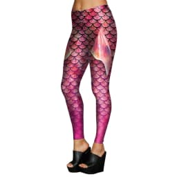 VIP FASHION Colorful Mermaid Leggings for Women High Waist Fish Scales Tights Skinny Spandex Trousers Push Up Running Pants