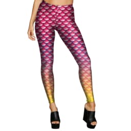 VIP FASHION Colorful Mermaid Leggings for Women High Waist Fish Scales Tights Skinny Spandex Trousers Push Up Running Pants