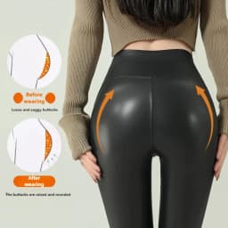 2024 Fall Winter High-Grade Fleece PU Leather Leggings Women High Waist Hip Lift Tight Sexy Faux Leather Warm Leggings