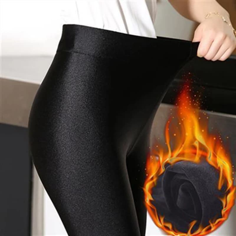Winter Thiened Fce Glossy Pants Women's Slimming Nine-Piece Base Layer Pants Outerwear Warm Footwear Korean Sle