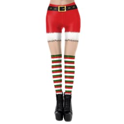 NADANBAO Christmas Elf Leggings Women Carnival Costume Xmas Sexy Tights Holiday Gift Pants 3D Pattern Streetwear Fitness Clothes