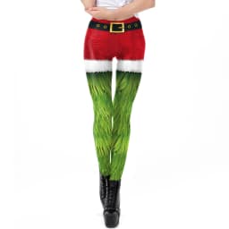 NADANBAO Christmas Elf Leggings Women Carnival Costume Xmas Sexy Tights Holiday Gift Pants 3D Pattern Streetwear Fitness Clothes