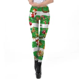 NADANBAO Christmas Elf Leggings Women Carnival Costume Xmas Sexy Tights Holiday Gift Pants 3D Pattern Streetwear Fitness Clothes