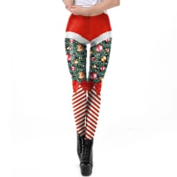 NADANBAO Christmas Elf Leggings Women Carnival Costume Xmas Sexy Tights Holiday Gift Pants 3D Pattern Streetwear Fitness Clothes