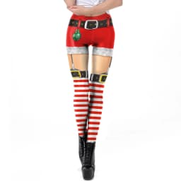 NADANBAO Christmas Elf Leggings Women Carnival Costume Xmas Sexy Tights Holiday Gift Pants 3D Pattern Streetwear Fitness Clothes