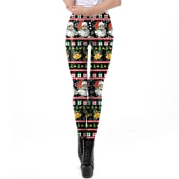 NADANBAO Christmas Elf Leggings Women Carnival Costume Xmas Sexy Tights Holiday Gift Pants 3D Pattern Streetwear Fitness Clothes