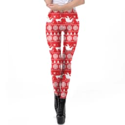 NADANBAO Christmas Elf Leggings Women Carnival Costume Xmas Sexy Tights Holiday Gift Pants 3D Pattern Streetwear Fitness Clothes