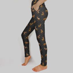 LETSFIND New Women 3D Red Nosed Reindeer Digital Print Pocket Fitness Leggings High Waist Womens Elastic Leggins Inside Pockets