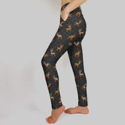 LETSFIND New Women 3D Red Nosed Reindeer Digital Print Pocket Fitness Leggings High Waist Womens Elastic Leggins Inside Pockets