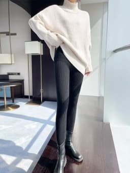 Women's High Waist Thickened Knitted Slimming Base Layer Pants Autumn Winter Warm Fashionable Nine Points Pants Casual Wear