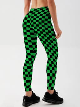 Fashion Women Squares Printed Leggings For Fitness High Waist Gym Legging Workout Women Black&white&Green Printed Leggings