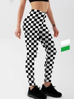 Fashion Women Squares Printed Leggings For Fitness High Waist Gym Legging Workout Women Black&white&Green Printed Leggings