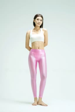 XClocKNYoung satin glossy V-crotch opaque pants shiny wet color tight Leggings high Yoga swimming glossy pants