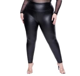PLus Size Faux Leather Leggings Shiny Fabric Black Girls Spandex Pleather Stretchy High Waist Jegging Vestir Elegante