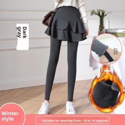 High Waist Fleece Lined Thickened Women's Leggings Skirt Two-Piece Pure Cotton Slimming Spring Autumn Winter Pants