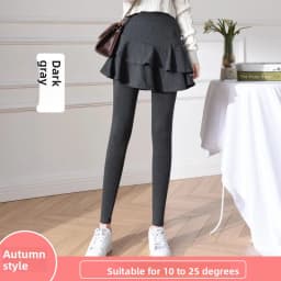 High Waist Fleece Lined Thickened Women's Leggings Skirt Two-Piece Pure Cotton Slimming Spring Autumn Winter Pants