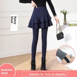 High Waist Fleece Lined Thickened Women's Leggings Skirt Two-Piece Pure Cotton Slimming Spring Autumn Winter Pants