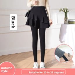 High Waist Fleece Lined Thickened Women's Leggings Skirt Two-Piece Pure Cotton Slimming Spring Autumn Winter Pants