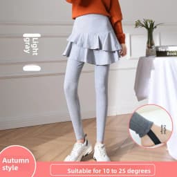 High Waist Fleece Lined Thickened Women's Leggings Skirt Two-Piece Pure Cotton Slimming Spring Autumn Winter Pants
