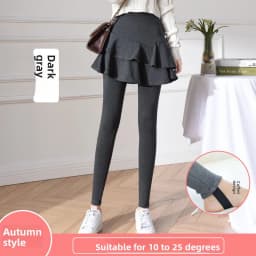 High Waist Fleece Lined Thickened Women's Leggings Skirt Two-Piece Pure Cotton Slimming Spring Autumn Winter Pants
