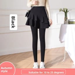 High Waist Fleece Lined Thickened Women's Leggings Skirt Two-Piece Pure Cotton Slimming Spring Autumn Winter Pants