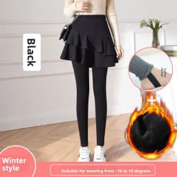 High Waist Fleece Lined Thickened Women's Leggings Skirt Two-Piece Pure Cotton Slimming Spring Autumn Winter Pants