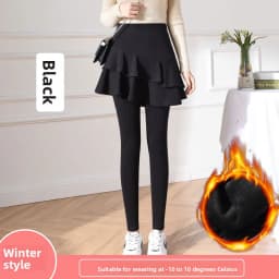 High Waist Fleece Lined Thickened Women's Leggings Skirt Two-Piece Pure Cotton Slimming Spring Autumn Winter Pants
