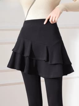 High Waist Fleece Lined Thickened Women's Leggings Skirt Two-Piece Pure Cotton Slimming Spring Autumn Winter Pants