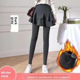 High Waist Fleece Lined Thickened Women's Leggings Skirt Two-Piece Pure Cotton Slimming Spring Autumn Winter Pants