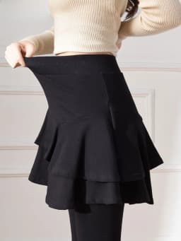 High Waist Fleece Lined Thickened Women's Leggings Skirt Two-Piece Pure Cotton Slimming Spring Autumn Winter Pants
