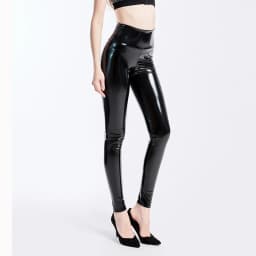 Women Black Leggings Sexy High Waist Elastic Pu Leather Skinny Pants Shiny Wet Look Metallic Latex Leggings Plus Size XXXL
