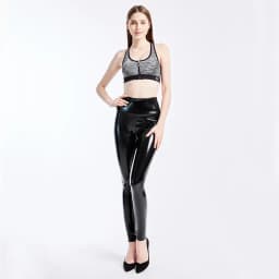Women Black Leggings Sexy High Waist Elastic Pu Leather Skinny Pants Shiny Wet Look Metallic Latex Leggings Plus Size XXXL
