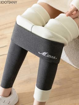IOOTIANY Winter Leggings High Waist Women's Thermal Velvet Leggings Thicken Warm Pants Slimming Tights With Fleece Stretch Thick
