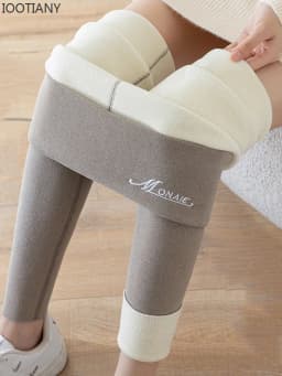 IOOTIANY Winter Leggings High Waist Women's Thermal Velvet Leggings Thicken Warm Pants Slimming Tights With Fleece Stretch Thick