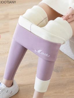 IOOTIANY Winter Leggings High Waist Women's Thermal Velvet Leggings Thicken Warm Pants Slimming Tights With Fleece Stretch Thick
