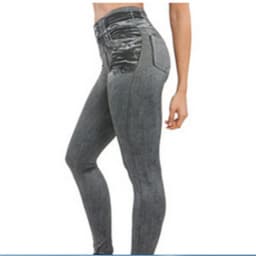High Waist Elastic Imitation Denim Sports Gymnasium Pencil Pant Casual Trouser Women Clothes Long Leggings Dye Vintage All-match
