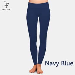 LETSFIND Fashion Women Slim Stretch Leggings Solid Navy Blue High Waist Comfortable Breathe Freely Sexy Fitness Leggings