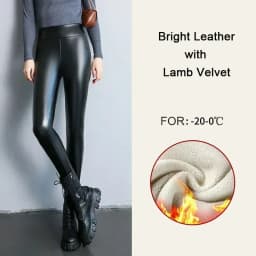 Women's Pants Sexy Velvet PU Leather Leggings Winter New Ladies High Waist Fleece Matte Thick Warm Woman Clothing